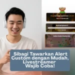 Livestreamer sedang melakukan siaran dengan tampilan alert muncul di layar