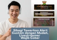 Livestreamer sedang melakukan siaran dengan tampilan alert muncul di layar